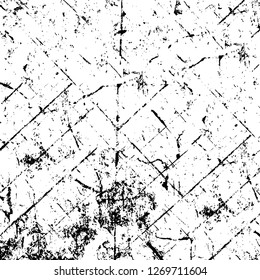 Wall fragment with scratches and cracks. Overlay grunge illustration over any design. Abstract grainy background with vintage effect