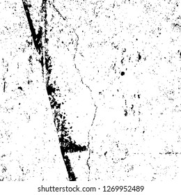 Wall fragment with scratches and cracks. Overlay grunge illustration over any design. Abstract grainy background with vintage effect