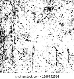 Wall fragment with scratches and cracks. Overlay grunge illustration over any design. Abstract grainy background with vintage effect