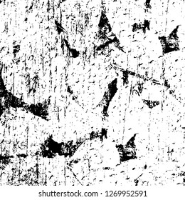 Wall fragment with scratches and cracks. Overlay grunge illustration over any design. Abstract grainy background with vintage effect