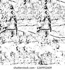 Wall fragment with scratches and cracks. Overlay grunge illustration over any design. Abstract grainy background with vintage effect