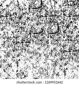 Wall fragment with scratches and cracks. Overlay grunge illustration over any design. Abstract grainy background with vintage effect