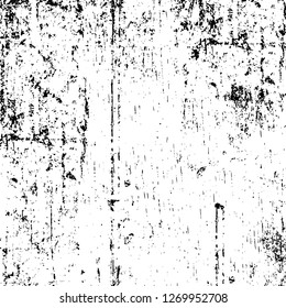 Wall fragment with scratches and cracks. Overlay grunge illustration over any design. Abstract grainy background with vintage effect