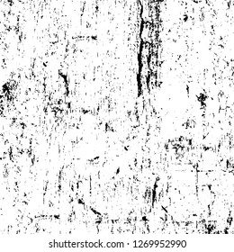 Wall fragment with scratches and cracks. Overlay grunge illustration over any design. Abstract grainy background with vintage effect