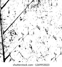Wall fragment with scratches and cracks. Overlay grunge illustration over any design. Abstract grainy background with vintage effect