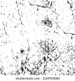 Wall fragment with scratches and cracks. Overlay grunge illustration over any design. Abstract grainy background with vintage effect