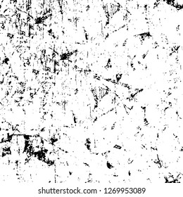 Wall fragment with scratches and cracks. Overlay grunge illustration over any design. Abstract grainy background with vintage effect