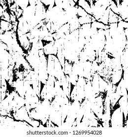 Wall fragment with scratches and cracks. Overlay grunge illustration over any design. Abstract grainy background with vintage effect