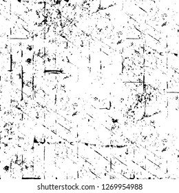 Wall fragment with scratches and cracks. Overlay grunge illustration over any design. Abstract grainy background with vintage effect