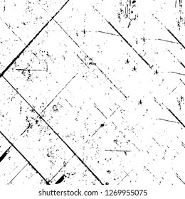 Wall fragment with scratches and cracks. Overlay grunge illustration over any design. Abstract grainy background with vintage effect