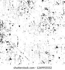 Wall fragment with scratches and cracks. Overlay grunge illustration over any design. Abstract grainy background with vintage effect