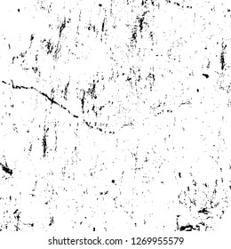 Wall fragment with scratches and cracks. Overlay grunge illustration over any design. Abstract grainy background with vintage effect
