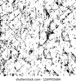 Wall fragment with scratches and cracks. Overlay grunge illustration over any design. Abstract grainy background with vintage effect