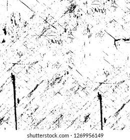 Wall fragment with scratches and cracks. Overlay grunge illustration over any design. Abstract grainy background with vintage effect