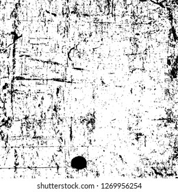 Wall fragment with scratches and cracks. Overlay grunge illustration over any design. Abstract grainy background with vintage effect