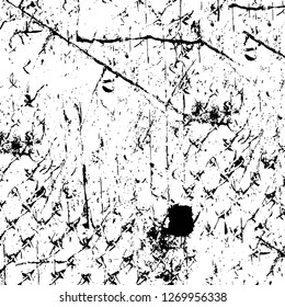 Wall fragment with scratches and cracks. Overlay grunge illustration over any design. Abstract grainy background with vintage effect