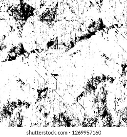 Wall fragment with scratches and cracks. Overlay grunge illustration over any design. Abstract grainy background with vintage effect