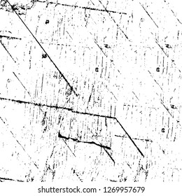Wall fragment with scratches and cracks. Overlay grunge illustration over any design. Abstract grainy background with vintage effect