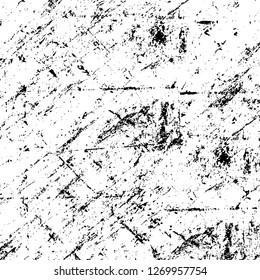 Wall fragment with scratches and cracks. Overlay grunge illustration over any design. Abstract grainy background with vintage effect