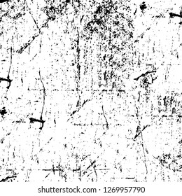Wall fragment with scratches and cracks. Overlay grunge illustration over any design. Abstract grainy background with vintage effect