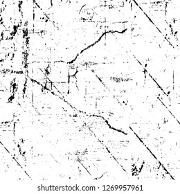 Wall fragment with scratches and cracks. Overlay grunge illustration over any design. Abstract grainy background with vintage effect