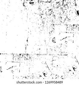 Wall fragment with scratches and cracks. Overlay grunge illustration over any design. Abstract grainy background with vintage effect