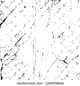 Wall fragment with scratches and cracks. Overlay grunge illustration over any design. Abstract grainy background with vintage effect