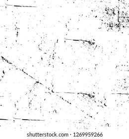 Wall fragment with scratches and cracks. Overlay grunge illustration over any design. Abstract grainy background with vintage effect