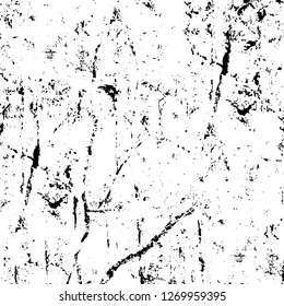 Wall fragment with scratches and cracks. Overlay grunge illustration over any design. Abstract grainy background with vintage effect