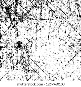 Wall fragment with scratches and cracks. Overlay grunge illustration over any design. Abstract grainy background with vintage effect