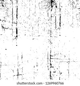 Wall fragment with scratches and cracks. Overlay grunge illustration over any design. Abstract grainy background with vintage effect