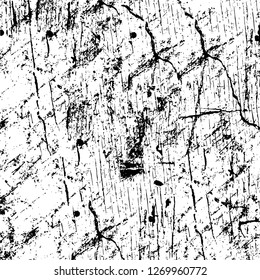Wall fragment with scratches and cracks. Overlay grunge illustration over any design. Abstract grainy background with vintage effect