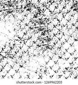 Wall fragment with scratches and cracks. Overlay grunge illustration over any design. Abstract grainy background with vintage effect