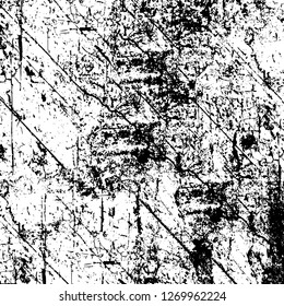 Wall fragment with scratches and cracks. Overlay grunge illustration over any design. Abstract grainy background with vintage effect