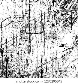 Wall fragment with scratches and cracks. Overlay grunge illustration over any design. Abstract grainy background with vintage effect