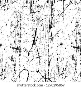 Wall fragment with scratches and cracks. Overlay grunge illustration over any design. Abstract grainy background with vintage effect
