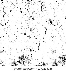 Wall fragment with scratches and cracks. Overlay grunge illustration over any design. Abstract grainy background with vintage effect