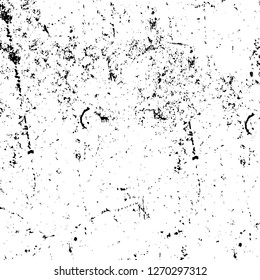 Wall fragment with scratches and cracks. Overlay grunge illustration over any design. Abstract grainy background with vintage effect