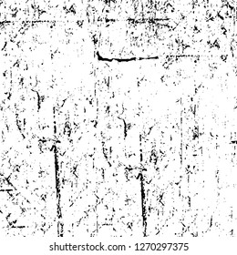 Wall fragment with scratches and cracks. Overlay grunge illustration over any design. Abstract grainy background with vintage effect