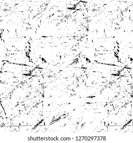 Wall fragment with scratches and cracks. Overlay grunge illustration over any design. Abstract grainy background with vintage effect