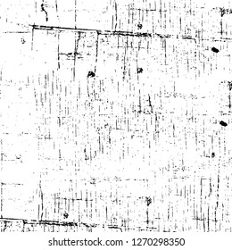 Wall fragment with scratches and cracks. Overlay grunge illustration over any design. Abstract grainy background with vintage effect
