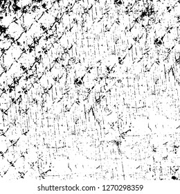 Wall fragment with scratches and cracks. Overlay grunge illustration over any design. Abstract grainy background with vintage effect