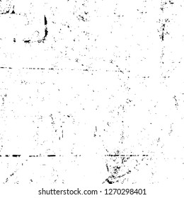 Wall fragment with scratches and cracks. Overlay grunge illustration over any design. Abstract grainy background with vintage effect