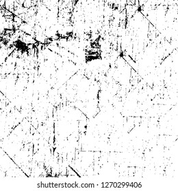 Wall fragment with scratches and cracks. Overlay grunge illustration over any design. Abstract grainy background with vintage effect