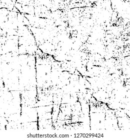 Wall fragment with scratches and cracks. Overlay grunge illustration over any design. Abstract grainy background with vintage effect