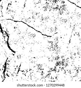 Wall fragment with scratches and cracks. Overlay grunge illustration over any design. Abstract grainy background with vintage effect