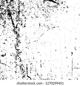 Wall fragment with scratches and cracks. Overlay grunge illustration over any design. Abstract grainy background with vintage effect
