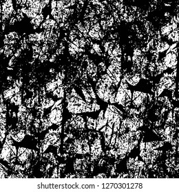 Wall fragment with scratches and cracks. Overlay grunge illustration over any design. Abstract grainy background with vintage effect