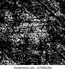 Wall fragment with scratches and cracks. Overlay grunge illustration over any design. Abstract grainy background with vintage effect