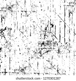 Wall fragment with scratches and cracks. Overlay grunge illustration over any design. Abstract grainy background with vintage effect